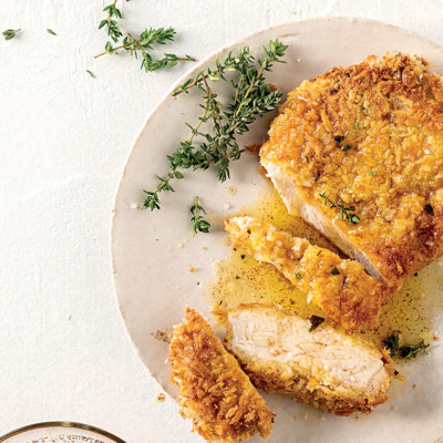 Lemon-and-thyme panko crumbed pork chops