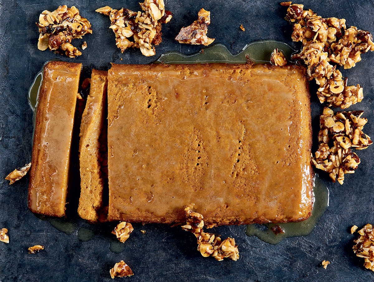 Sweet potato malva pudding with nut brittle recipe