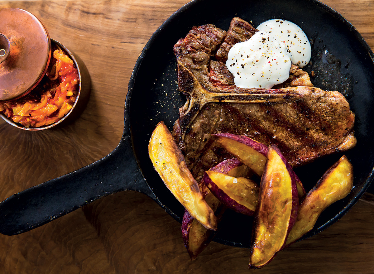 T-bone steak with buttermilk sauce and chakalaka recipe