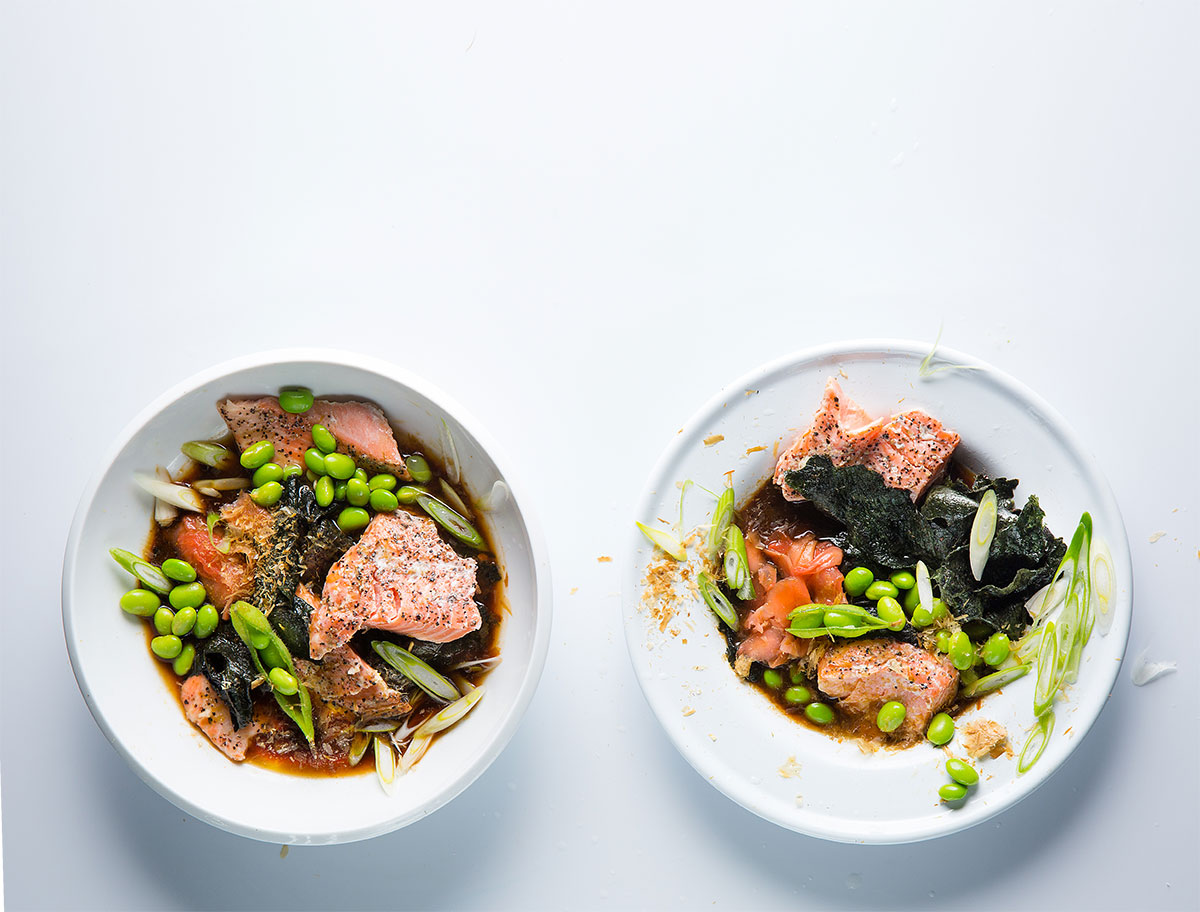 Poached trout bowl recipe