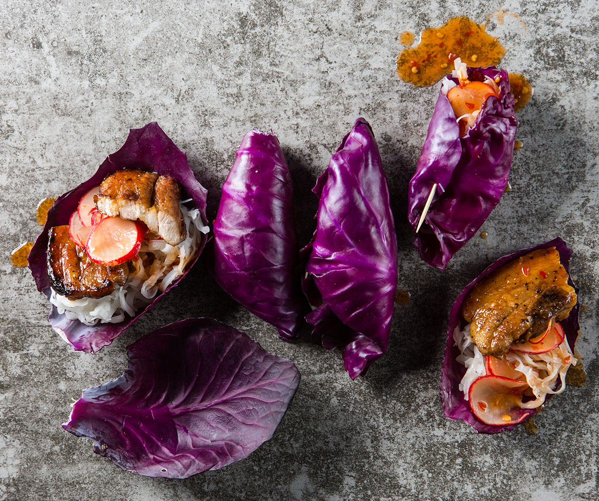 Cabbage leaf wraps with crispy pork recipe