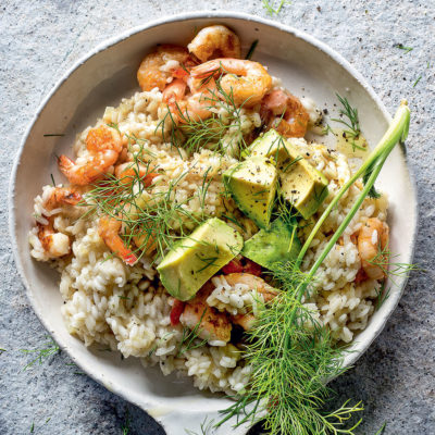 Prawn, fennel and avocado risotto