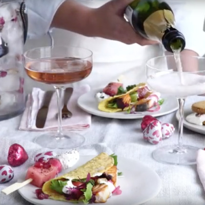 A decadent rosé-themed Valentine's feast