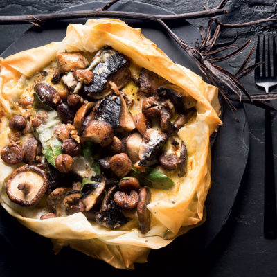 Mushroom-and-chestnut phyllo pie