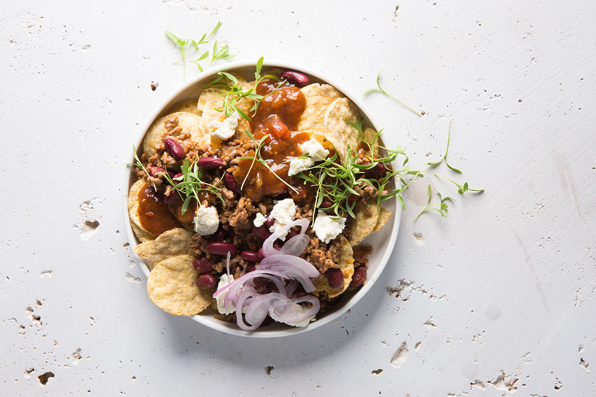 Beef mince nachos