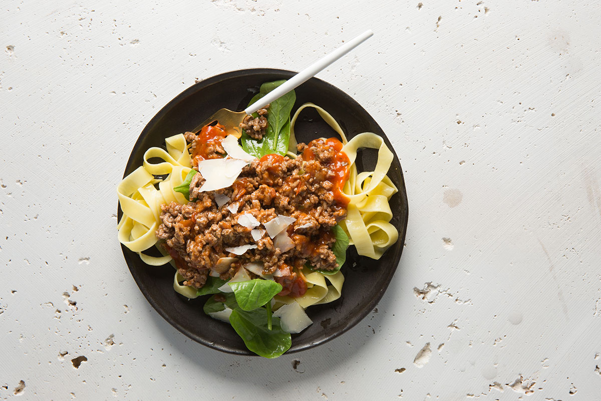 Beef mince tagliatelle bolognese