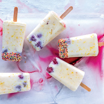 Ginger-and-raspberry yoghurt popsicles