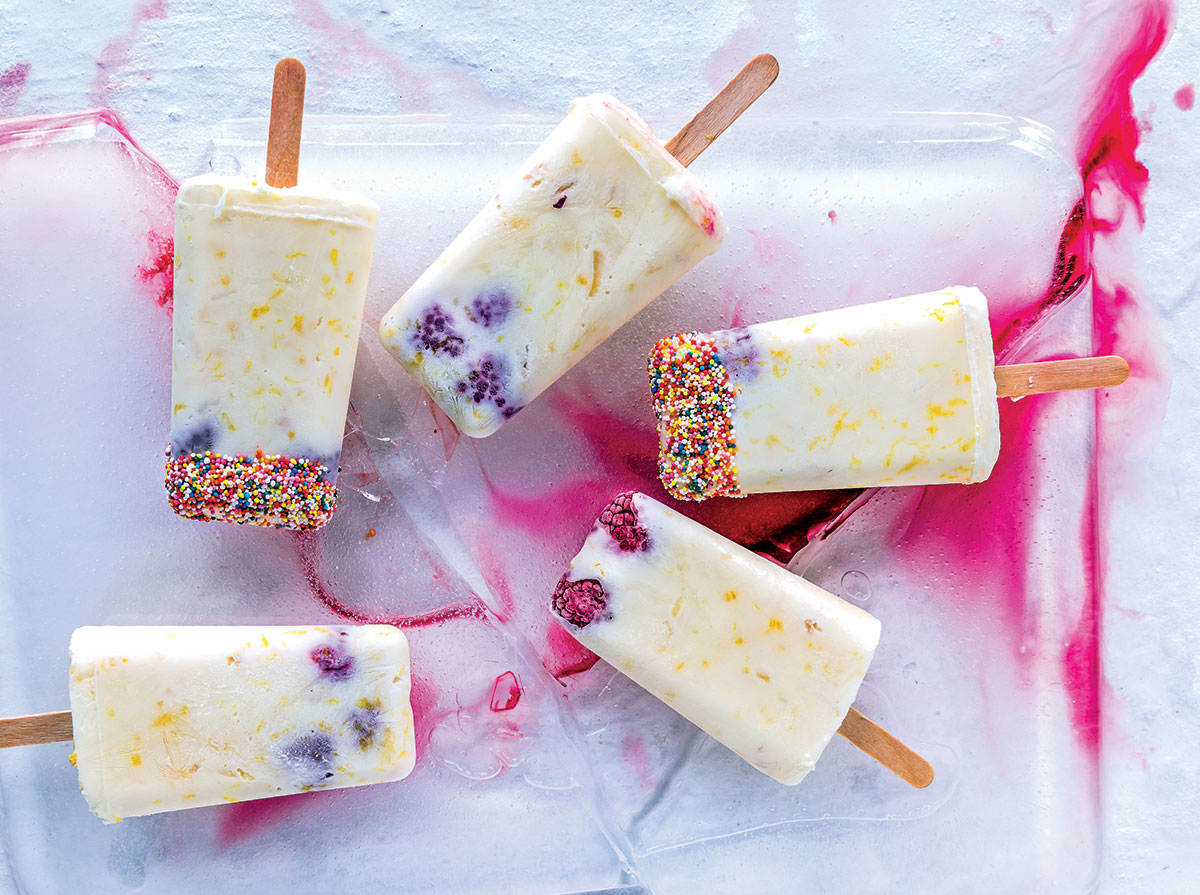 Ginger-and-raspberry yoghurt popsicles recipe