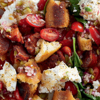 Chorizo bread salad