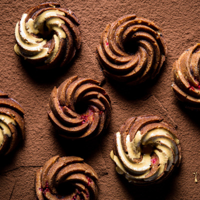 Chocolate-and-raspberry banana cakes