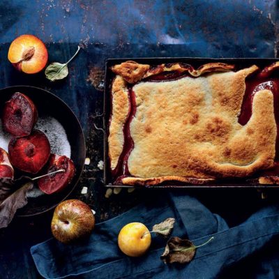 Plum-and-almond tarte tatin