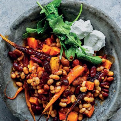 Roast three-bean salad