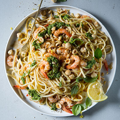 Kagiso Lediga’s prawn-and-basil pesto pasta