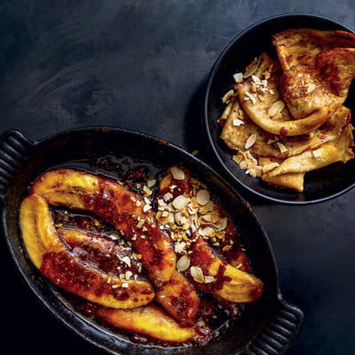 Sticky fried banana pancakes