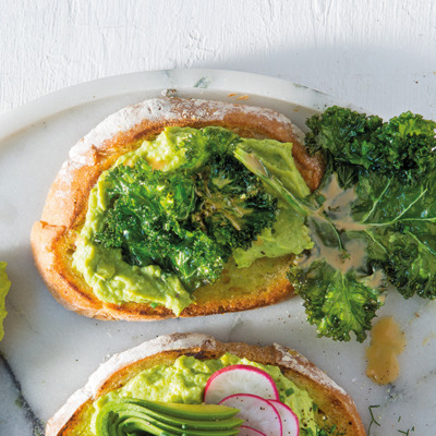 Avocado, kale and tahini toast