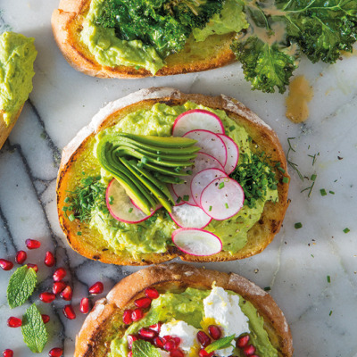 Avocado, radish and anchovy toast