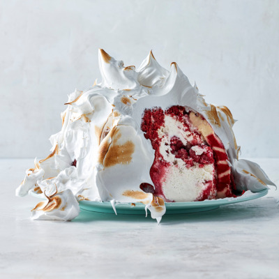 Red velvet ice-cream bombe