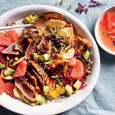 Mexican-style seared tuna nacho salad