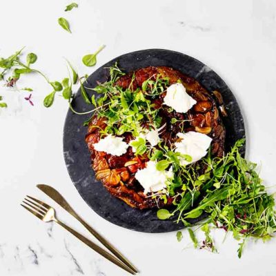 Caprese tomato tarte tatin