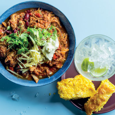 Turkey-and-bean chilli with avocado salsa