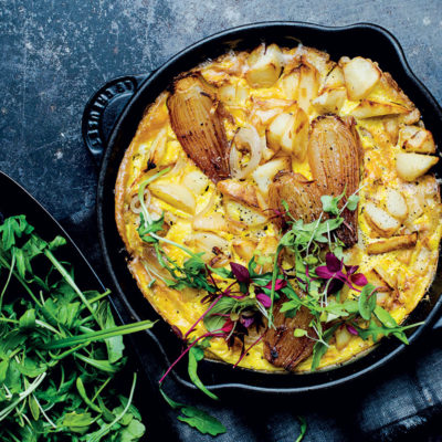 Gregory Czarnecki's potato omelette with dandelion salad