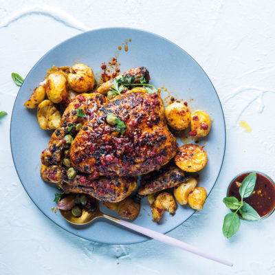 Soffritto chicken with caper potatoes