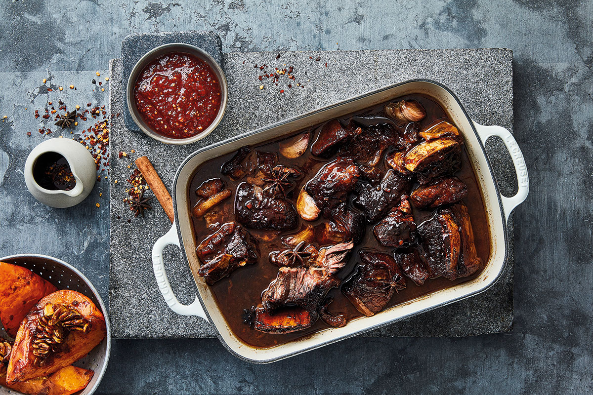 Asian beef shortrib with miso pumpkin