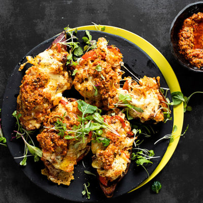 Cheesy stuffed sweet potatoes