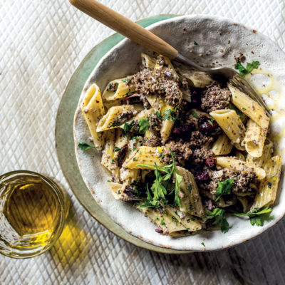 Olive-flecked pasta