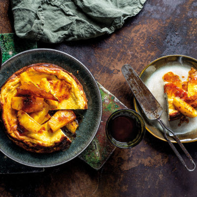 Roast pineapple with baked sweet ricotta