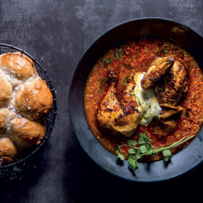 Easy masala chicken soup with buckwheat and turmeric labneh