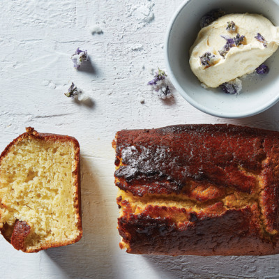 Lemon-and-lavender sponge with lemongrass-raspberry custard