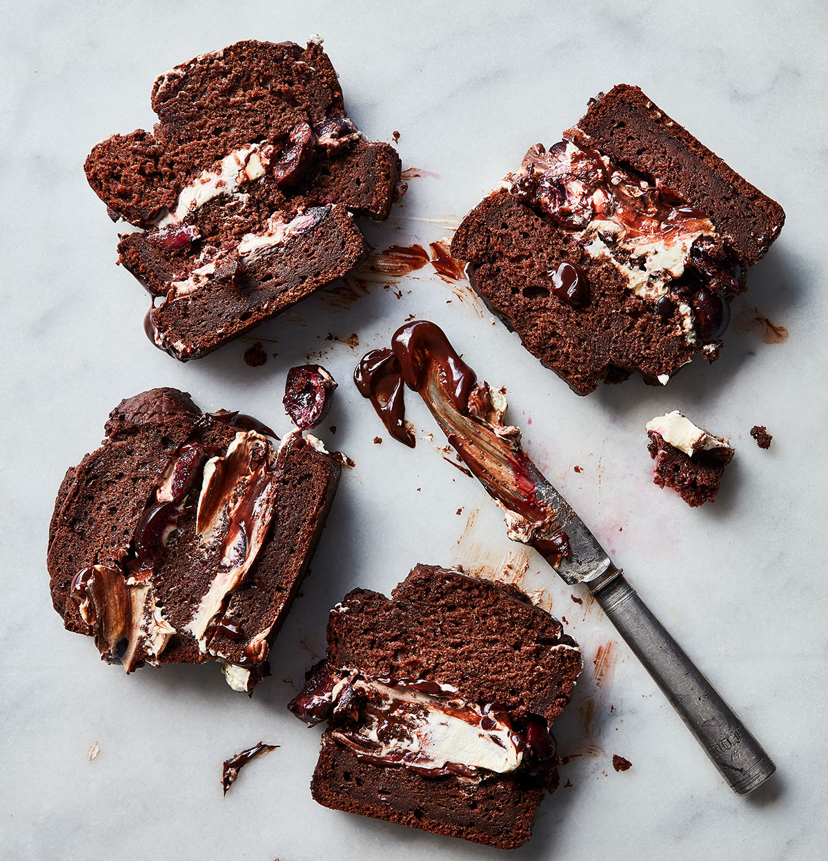 Chocolate cherry sour cream cake