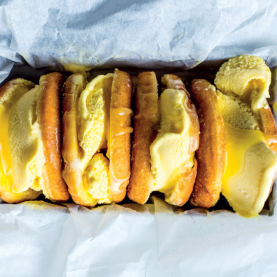 Lemon curd doughnut sandwiches