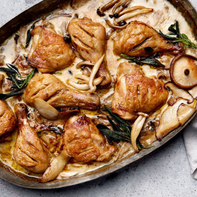 Sherry-and-cream mushroom baked chicken