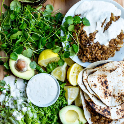 Vegan cauliflower-and-lentil tacos