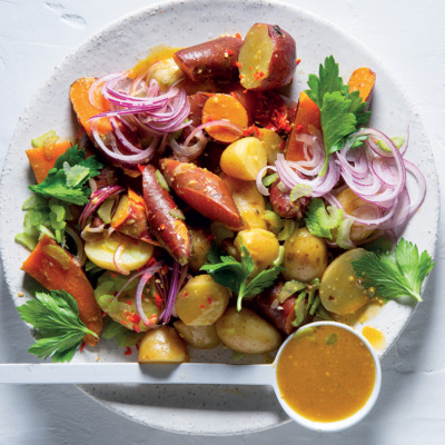 Potato salad with herbed chilli dressing