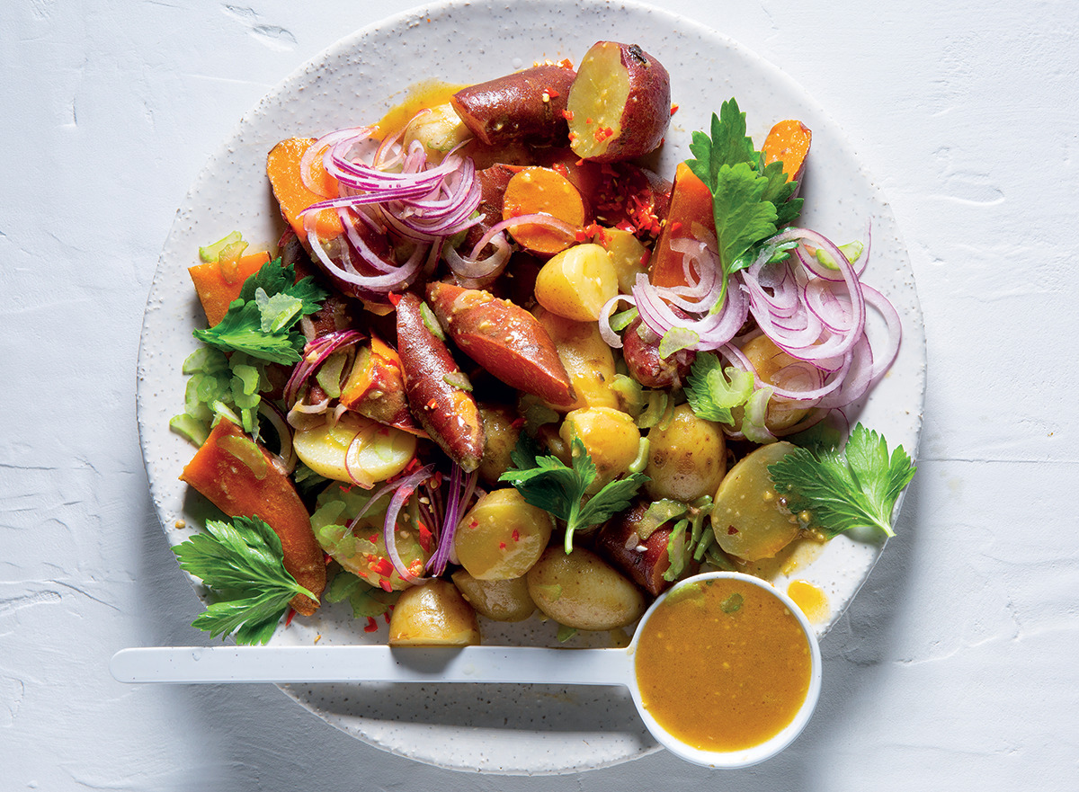 potato salad with herbed chilli dressing