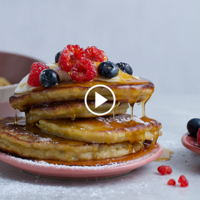 Watch: banana-and-buttermilk flapjacks