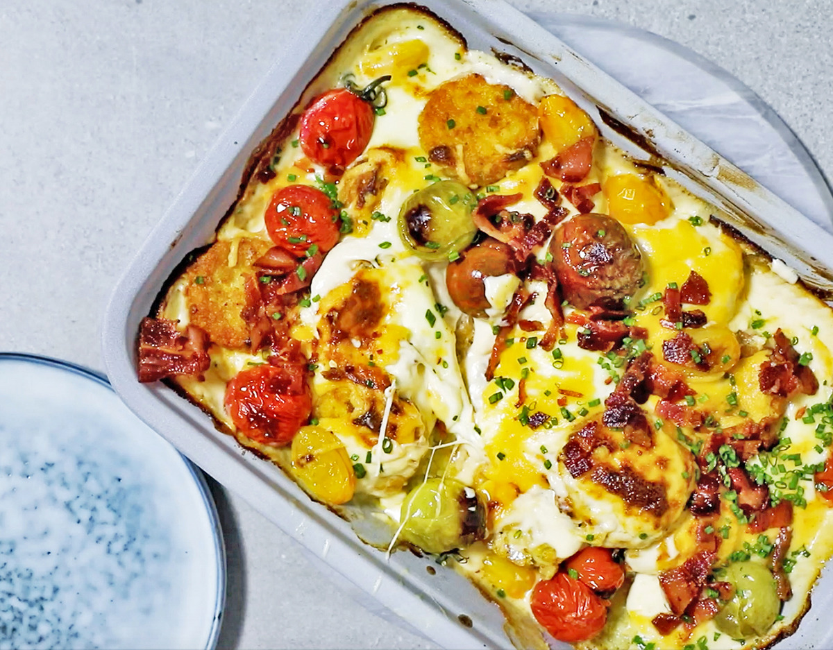 easy cheesy potato rosti bake