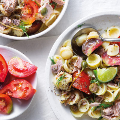 Orecchiette salad with tuna and heirloom tomatoes