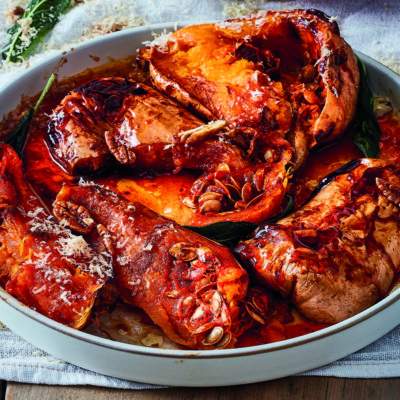 Roast butternut with sherry vinegar, harissa and honey