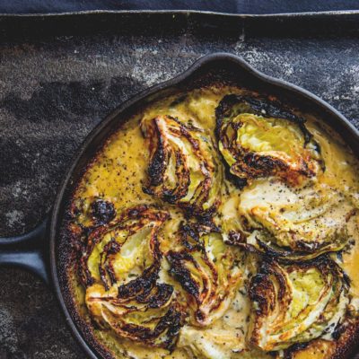 Three-cheese cabbage bake