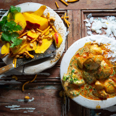 Butter chicken with mango salsa