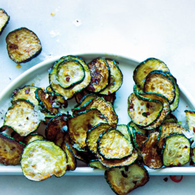 Baby marrow chips with smoked chilli salt