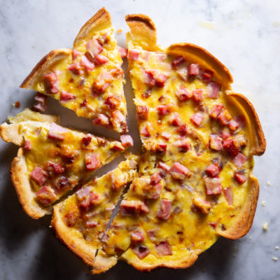 Leftover bread quiche lorraine