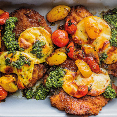 One-sheet Italian-style loaded chicken schnitzels