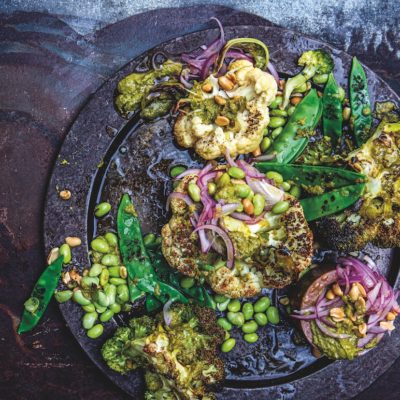 Cauliflower and broccoli with Thai green curry butter