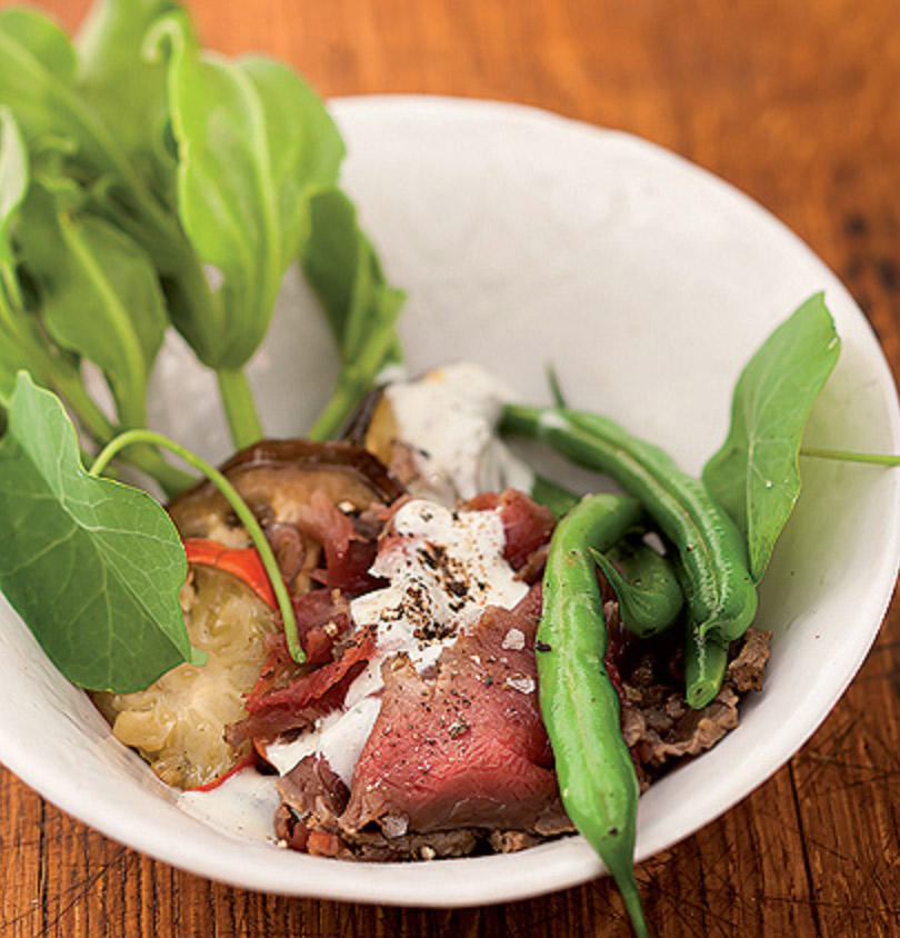 Roast-brinjal-and-kudu-carpaccio-salad