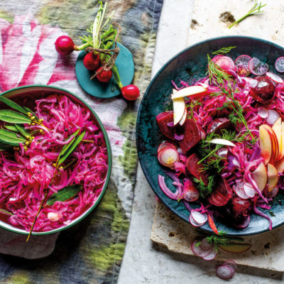 Pickled red cabbage slaw